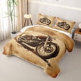 thumbnail image 3 of Manfei Classic Motorcycle Print Quilt King,Extreme Speed Games King Coverlet Set,Brown,3pcs, 3 of 7