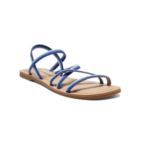 

LUCKY BRAND Womens Blue Strappy Padded Stretch Cushioned Bizell Square Toe Slip On Sandals Shoes 9.5 M
