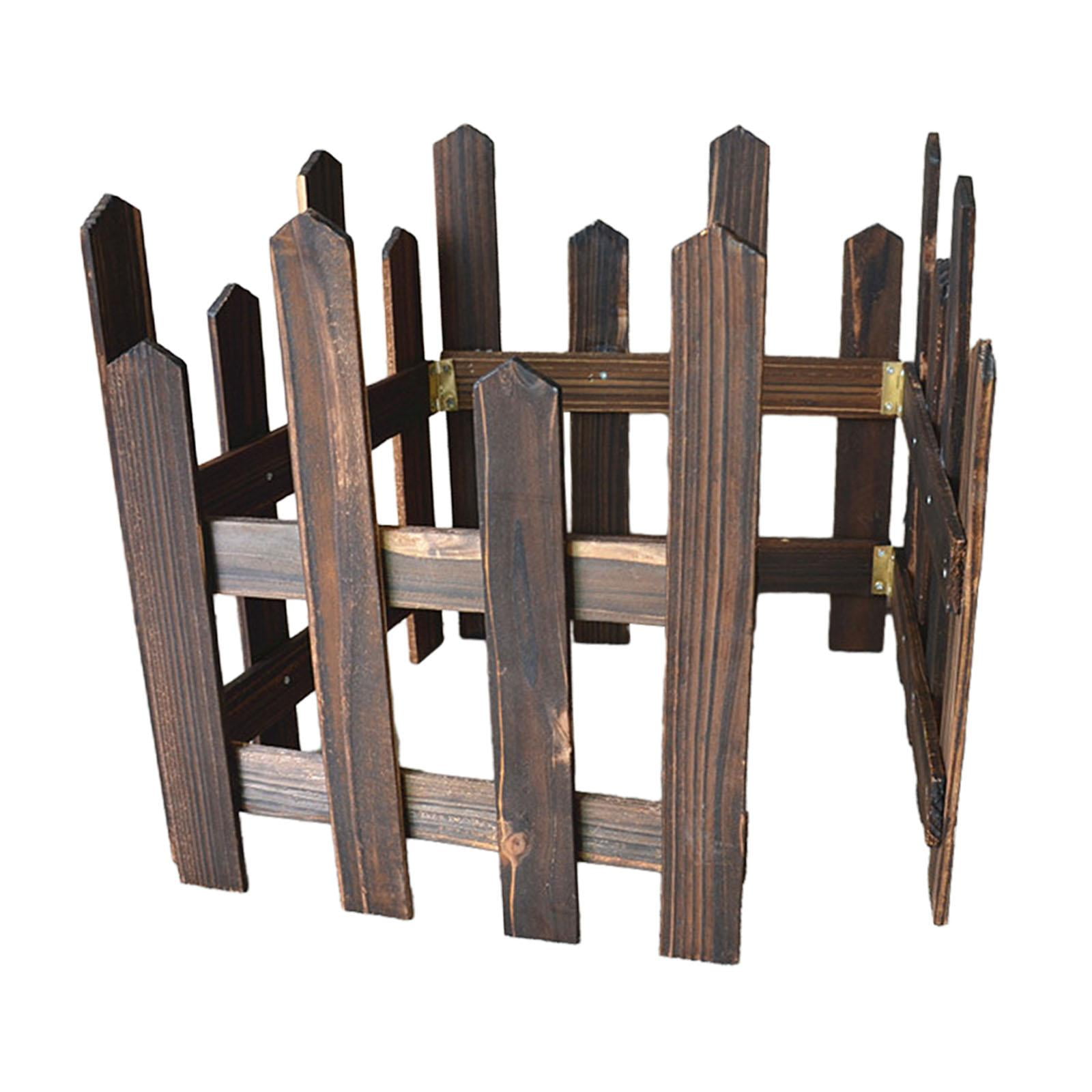 Colaxi Landscape Edging Border Fence Wood Fence DIY Gardening Wooden Garden Fence,Picket Fence for Edgings Flowerbeds, Plant Borders Brown Height 35cm
