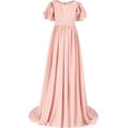 thumbnail image 3 of Drtj 2-14T Kids Teens Junior Flower Girl Wedding Bridesmaids Flowy Chiffon Ruffles Sleeve Pageant Long Dress, 3 of 7