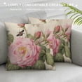 thumbnail image 3 of CMMY  Pink Blooming Romantic Roses Throw Pillow Covers Vintage Natural Flower Bouquet Art Design Square Pillowcases for Home Decor Sofa Car Bedroom Pillow case, 3 of 5