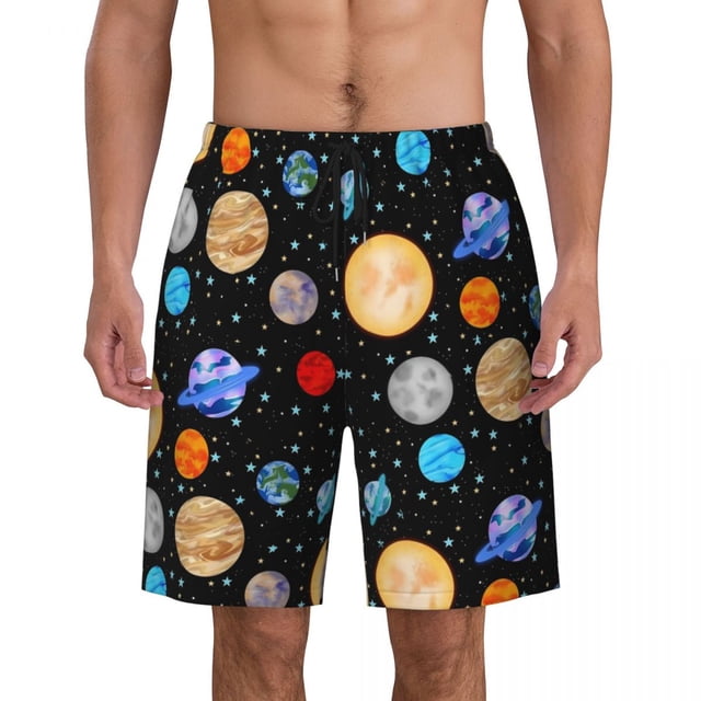 Bathing Suit Colorful Space Board Shorts Summer Fantasy Planets Stylish Board Short Pants Man DIY Running Fast Dry Beach Trunks