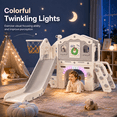 thumbnail image 2 of DKMOCO 9 in 1 Toddler Slide Set, Baby Slide for Kids 1-3 with LED Lights, Drawing Board and Building Blocks Board, Indoor Outdoor Playset Playground, White Gray, 2 of 7