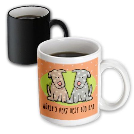 3dRose World s Best Dog Dad Cute Cartoon Puppies Pets Animals, Magic Transforming Mug, 11oz