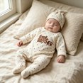 thumbnail image 2 of Newborn Boy Clothes Fall Winter Knit Outfits Polka Dot LITTLE BROTHER Romper + Hats 2Pcs Baby Boy Coming Home Outfit Kaprioy Baby Boy Clothes, 2 of 4