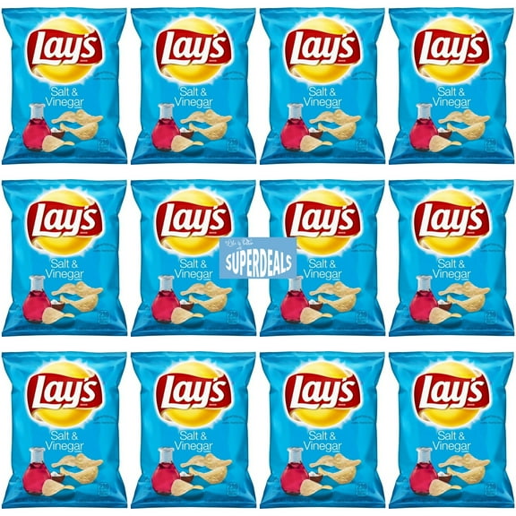 Lay's Potato Chips |Salt & Vinegar | Value Pack Bundled by SUPERDEALS | 1.5 Oz Bag | Pack of 12 with Mystery Gift