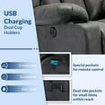 thumbnail image 6 of SOCIALCOMFY Manual Swivel Glider Rocker Recliner Chair with Heated Massage, 360° Swivel Overstuffed Lounge Chair with 2 Cup Holders, Side Pockets & USB Ports for Living Room, Gray, 6 of 7