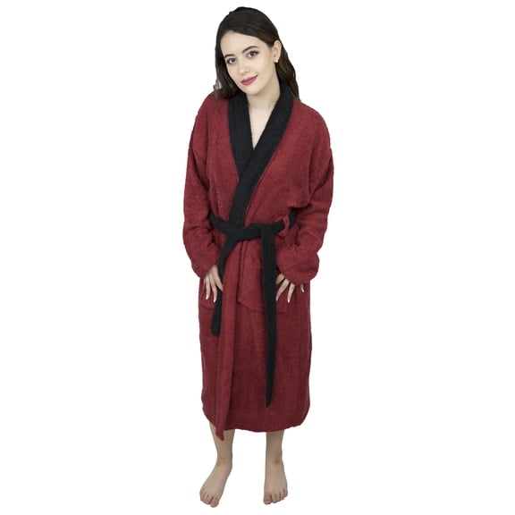 Women’s 100% Terry Cotton Bathrobe Toweling Gown Robe Two Tone