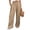 Khaki, variant on FengLS Women's Wide Leg Pants Daily Casual Loose Straight Leg Trousers Drawstring Elastic Waist Front Pleat Detail Long Pants with Pockets