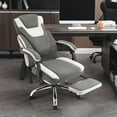 thumbnail image 4 of JONPONY Big and Tall Office Chair 400lbs, Executive Reclining Office Chairs with Footrest, High Back Home Office Chair Thick Padded Armrests, Ergonomic Adjustable Lumbar Support, LightGrey, 4 of 10