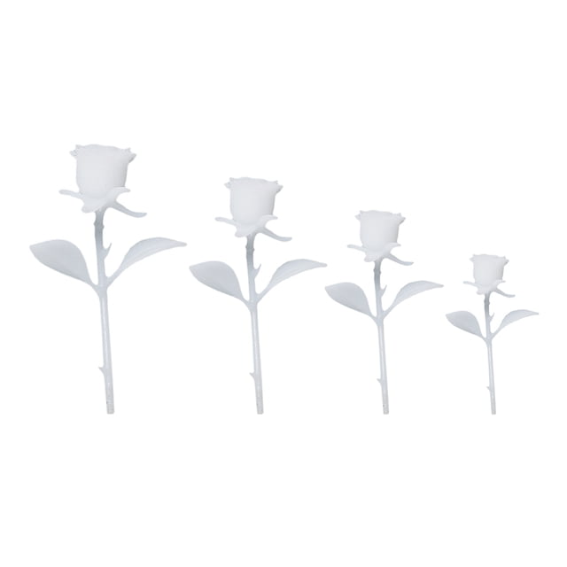4PCS DIY Handmade 3D Rose Ornament Mini Rose Model Crystal Glue (White)