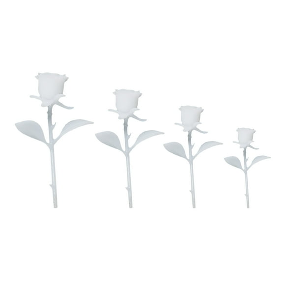 4PCS DIY Handmade 3D Rose Ornament Mini Rose Model Crystal Glue (White)