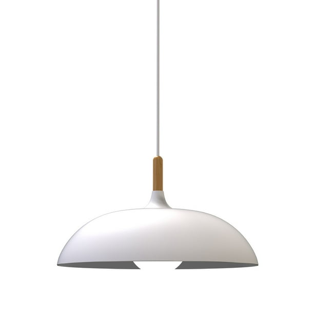 Lampara De Techo Colgante Macaron Retro Con Madera 35 Cm de Diámetro ilios innova Blanco