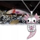 thumbnail image 4 of Collar y Dije de Animales AxolotlNeck09 1Pza Ajolote/Corazón Plata/Rosa Metal Cadena y Dije., 4 of 5