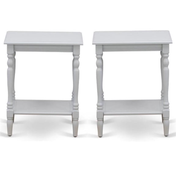 Home Square Wood End Table with Open Storage in Urban Gray - Set of 2