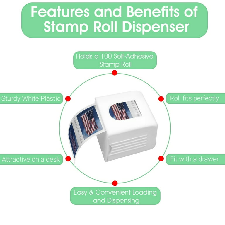 Stamp Roll Dispenser for a Roll of 100 Stamps