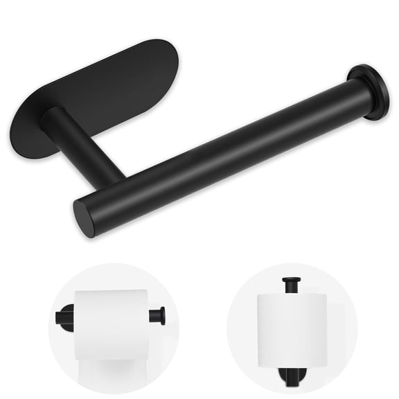 Kaleduo Toilet Paper Holder - Self Adhesive Toilet Paper Holder Wall Mount for Bathroom, SUS 304 Stainless Steel Command Strip Toilet Paper Roll Holder Stick On Wall, No Drilling - Matte Black