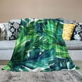 thumbnail image 2 of PRATYUS Turquoise Teal Palm Tree Leaf Tropical Hawaii Beach Blanket Flannel Comforter Quilt Bedding Soft Cozy 60x80in, 2 of 6