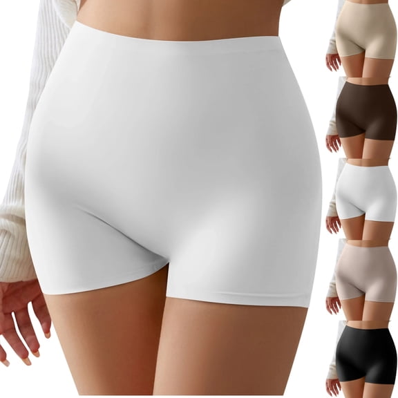 Seamless Underwear for Women Modal Womens Boxer Briefs Mid Waisted Boyshorts Panties for Women Tummy Control Breathable Biker Short Boxers White M
