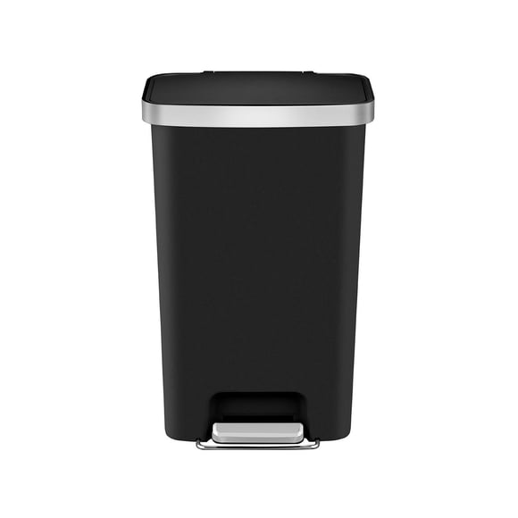 Better Homes & Gardens Kitchen Trash Can, 45l Plastic Step Garbage Bin with Soft Close Lid, Black