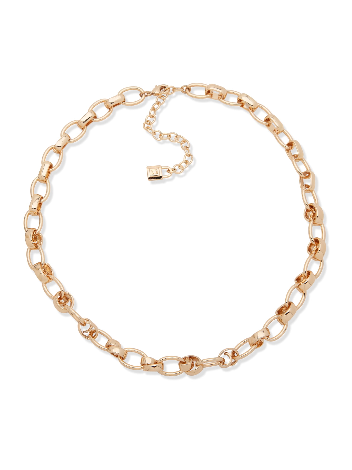 Chaps Women's Gold Tone Knot Chain Collar Necklace, 17'