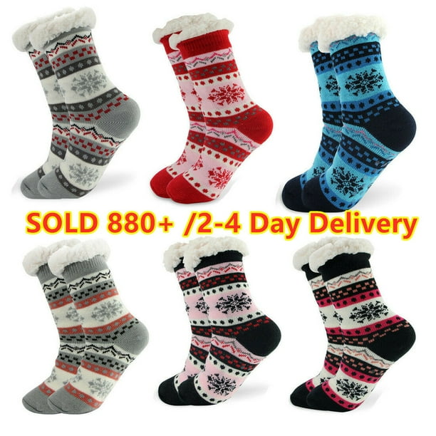 Calcetines antideslizantes con forro polar Sherpa térmicos y acogedores para mujer 5-11 Ormromra CJWUS-1380