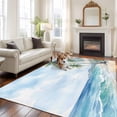 thumbnail image 2 of Summer Beach Palm Tree Area Rugs 5'x7', Washable Small Throw Rugs for Laundry Room Playroom, Blue Coastal Tropical Ocean Indoor Outdoor Rug Non-Slip Low Pile Carpet Runner Reversible Floor Mats, 2 of 8