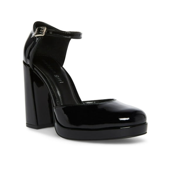MADDEN GIRL Womens Black Comfort Una Round Toe Block Heel Buckle Dress Pumps Shoes 11 M