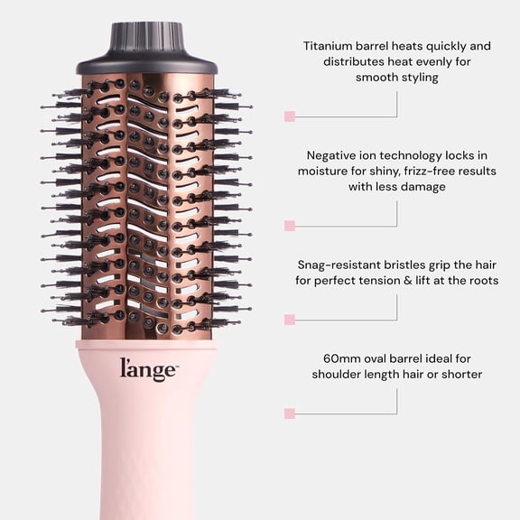 Le Volume 2-in-1  Blow Dryer Brush |   Hot Air Brush for Hair Drying & Styling |   Ionic Oval Barrel for Smooth, Frizz-Free Volume |   (Blush – 60mm)