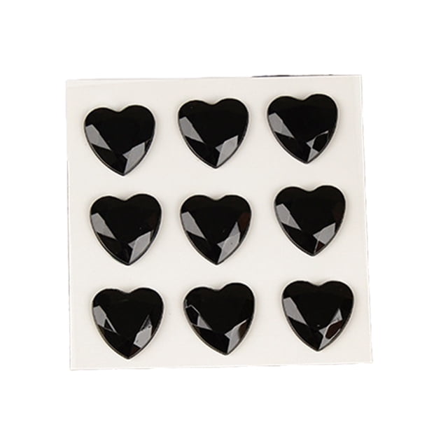 Xingzhi 10 Sheets Rhinestone Stickers Children Hand Acrylic Decals Three-dimensional Student DIY Love Heart Crafts Label Table Party Black