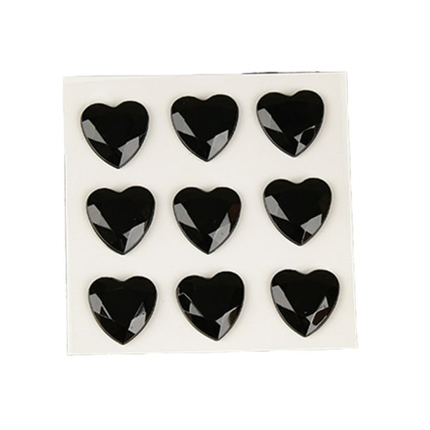 Cateissary 10 hojas de pegatinas de diamantes de imitación, calcomanías acrílicas, autoadhesivo tridimensional, amor, corazón, manualidades, Artesanía Negro