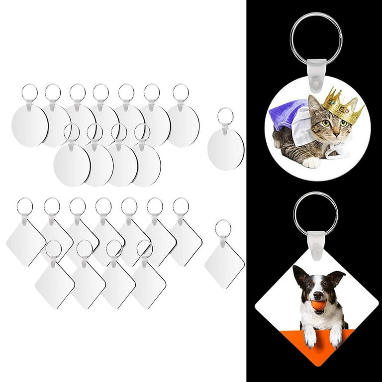 51x Sublimation Blank Double Side Heat Transfer Aluminum Dog Tags Keychains  Heat Transfer Blank Board for Key Ring Craft 