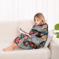 thumbnail image 4 of Yorkie Dog and Flower Florals Blanket Hoodies for Kids 6-13YR Oversize Wearable Blanket Hoodies for Boys Girls Teens, 4 of 7