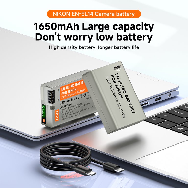BM Premium 2 Pack of EN-EL14A Batteries for Nikon D3100, D3200, D3300