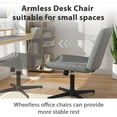 thumbnail image 7 of Dkelincs Criss Cross Chair No Wheels Comfy Wide Cross Legged Armless Vanity Chair Height Adjustable Office Desk Chair for Bedroom Makeup Room, Support 250 lbs, Gray, 7 of 7