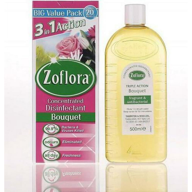 Zoflora 3 in 1 Action Concentrated Disinfectant Bouquet Scent 500ml Pack of  3 (500ml x 3) - UK Import 