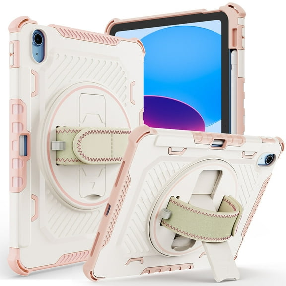 Dual Layers Protection Shockproof Cover with Hand Strap, Pencil Holder for iPad 7th/8th/9th Generation 10.2" Case
