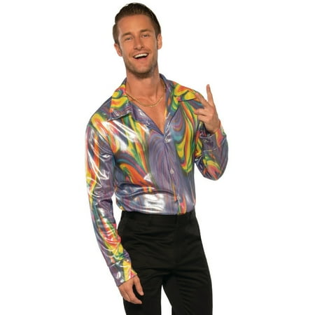 Men's 70s Dancing Fool Shiny Liquid Fusion Shirt Costume