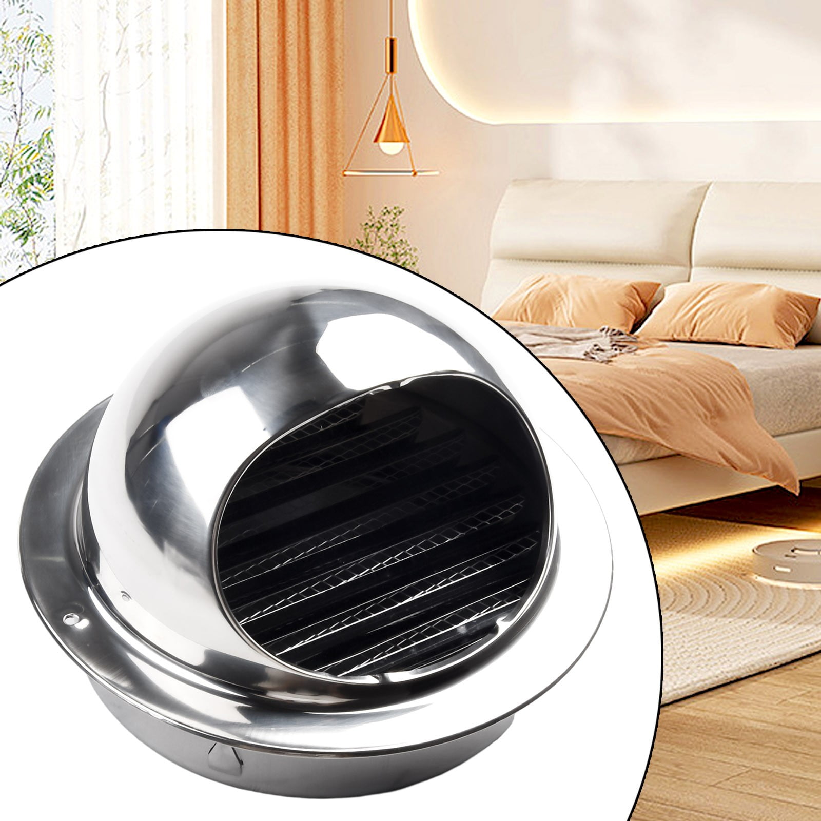 Ana 75mm-200mm Stainless-Steel Wall Ceiling Air Vent Ducting Ventilation Exhaust Grille Cover Outlet Heating Cooling Accessories Home Decor
