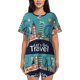thumbnail image 1 of Fotbe Let's go Travel Conjunto de Pijama Estampado para Mujer, 2 Piezas, Ropa de Dormir con Camiseta de Manga Corta y Shorts Suaves-X-Large, 1 of 6