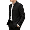 thumbnail image 2 of Boys Single Breasted Blazer Stand Collar Long Sleeve Jackets Back To School Formal Casual Outwear For Wedding Prom (2-3Years, Black), 2 of 8