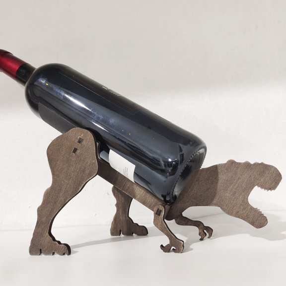 dianhelloya Wine Bottle Holder Creative Ornamental Art Wine Rack Drinking Bottle Holder for Home Wood Color