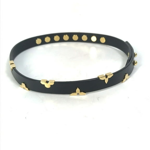 Pre-Owned LOUIS VUITTON M6557F Double Bracelet, Daily Monogram Studs, Leather, Black,... (Good)