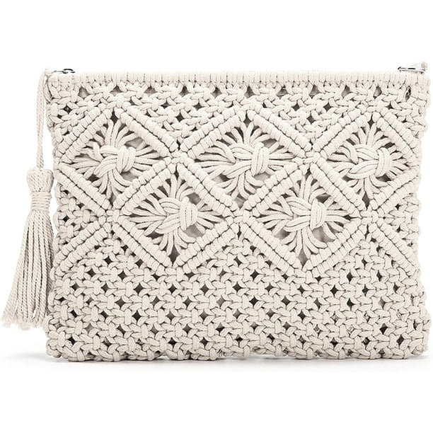 Carteras de mano para mujer, bolso de paja con borlas, bolso vintage tejido a mano, bolso de playa de verano