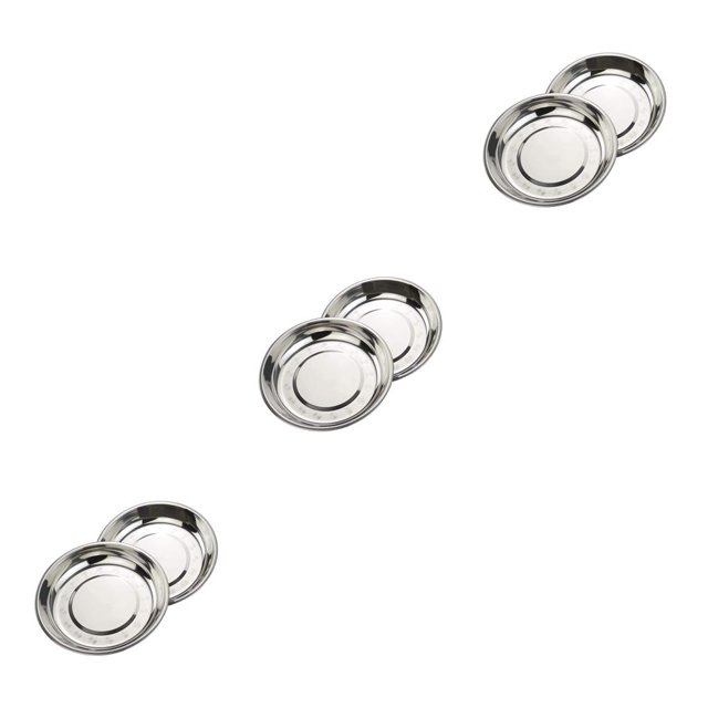 Ounissouiy Stainless Steel Round Dinner Plate Dish Small Plates, Holder Disc Dish 18cm Steel Stainless Small Non-Magnetic 22cm. Plate Type1