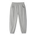 thumbnail image 2 of WAVSUF Jogger Pants for Girls Elastic Waist with Pockets Lightweight Summer Lounge Sweatpants Gray 9, 2 of 10