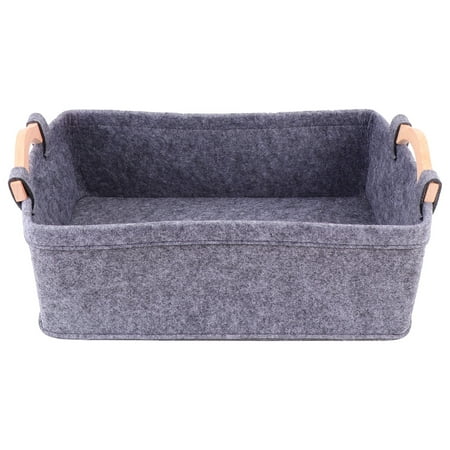 

1pc Home Felt Storage Basket Storage Pouch Sundries Books Storage Bag for Home Office Organize (Grey)