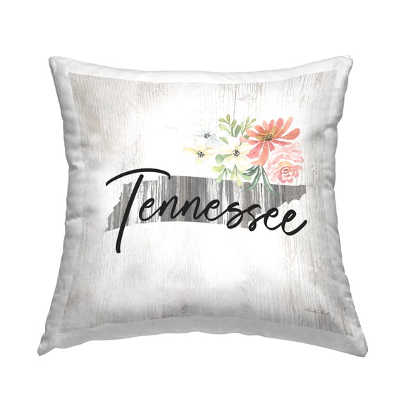Stupell Industries Floral Tennessee Rustic State Square Decorative Printed Throw Pillow, 18 x 18