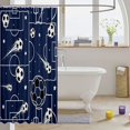 thumbnail image 3 of Manfei Boys Sport Shower Curtain 72Wx72L, Soccer Print Bathroom Curtain, NavyBlue White, 3 of 5