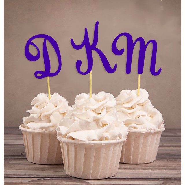 Darling Souvenir Custom Initials Wedding Cupcake Toppers Personalized Party Dessert Decorations - Pack Of 20